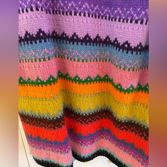 Vintage handmade sweater coat rainbow L - Picture 9 of 13